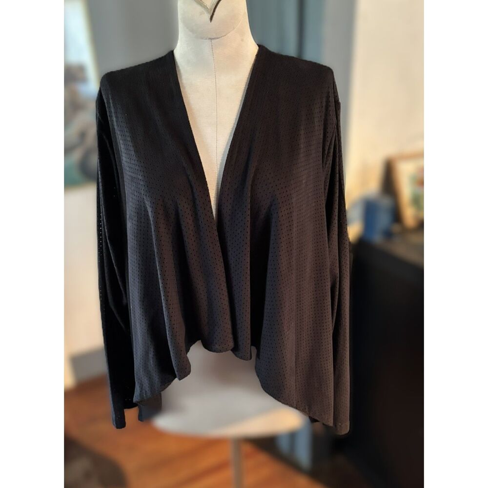 PLANET by Lauren G Laser Dot Microfiber Asymmetrical Cardigan Jacket OS USA-Made